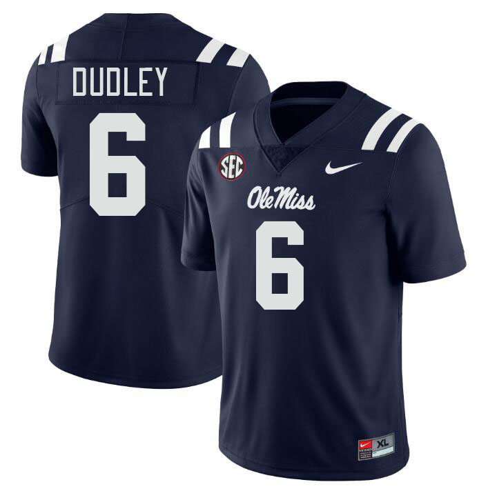 Men #6 TJ Dudley Ole Miss Rebels College Football Jerseys Stitched-Navy